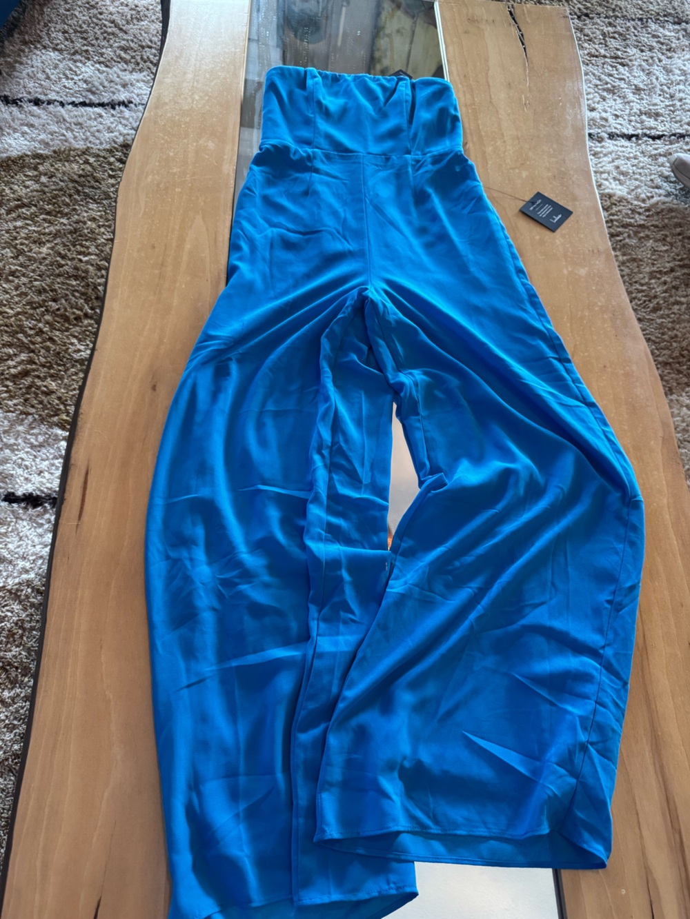 Lulu's Vibrant Blue Strapless Wide-Leg Jumpsuit